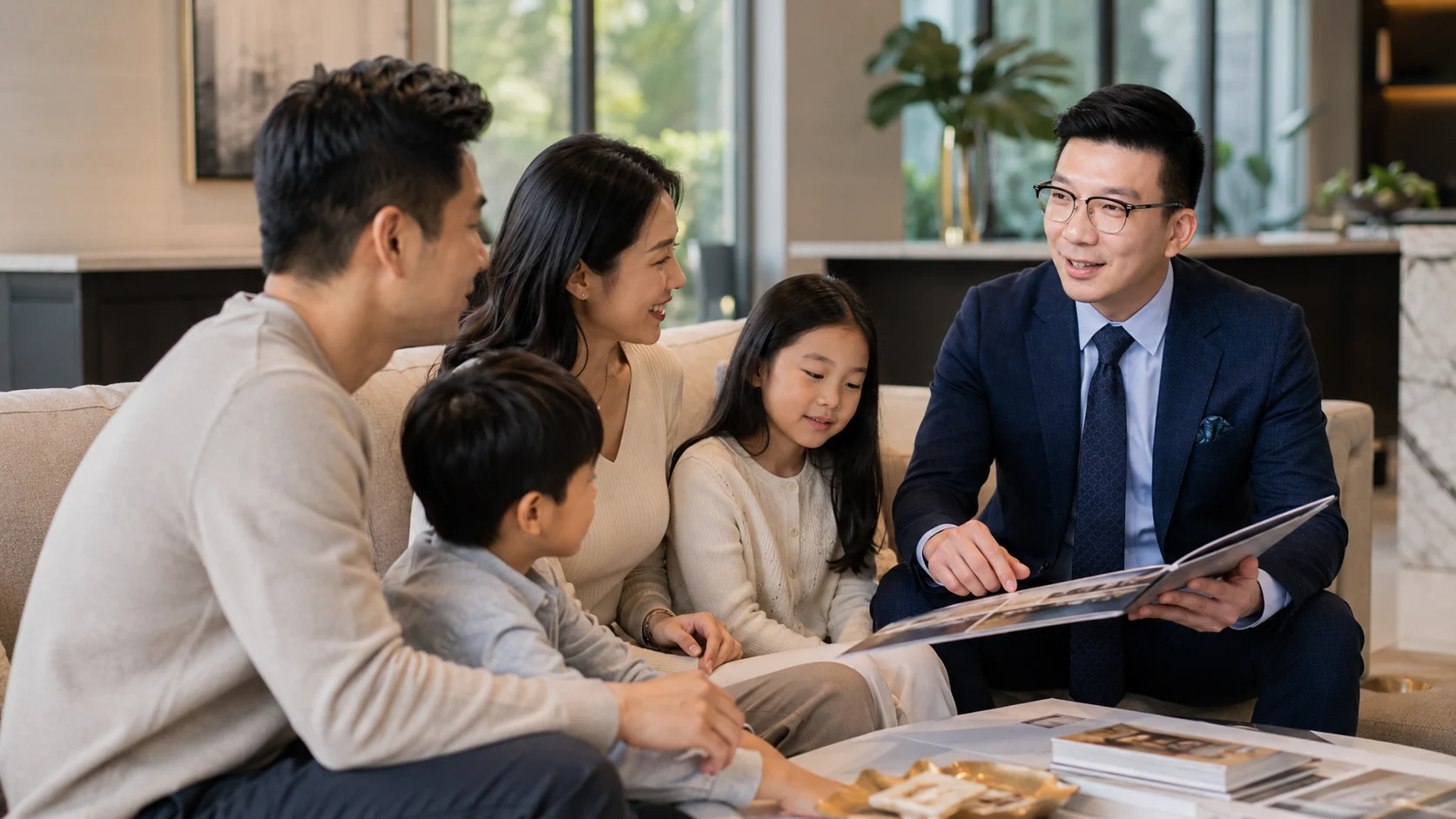 Alan 與家庭型買方自然討論住宅選擇